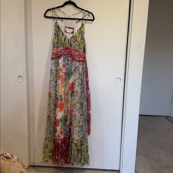 Anthropologie Multicolor Floral Halter Maxi Dress with Waist Sash - Picture 4 of 13